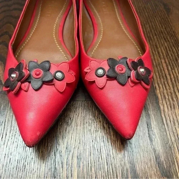 Coach Flat With Floral Applique Tea Rose Red FG1862 Women’s Size 8.5 B Slip On - Picture 5 of 16